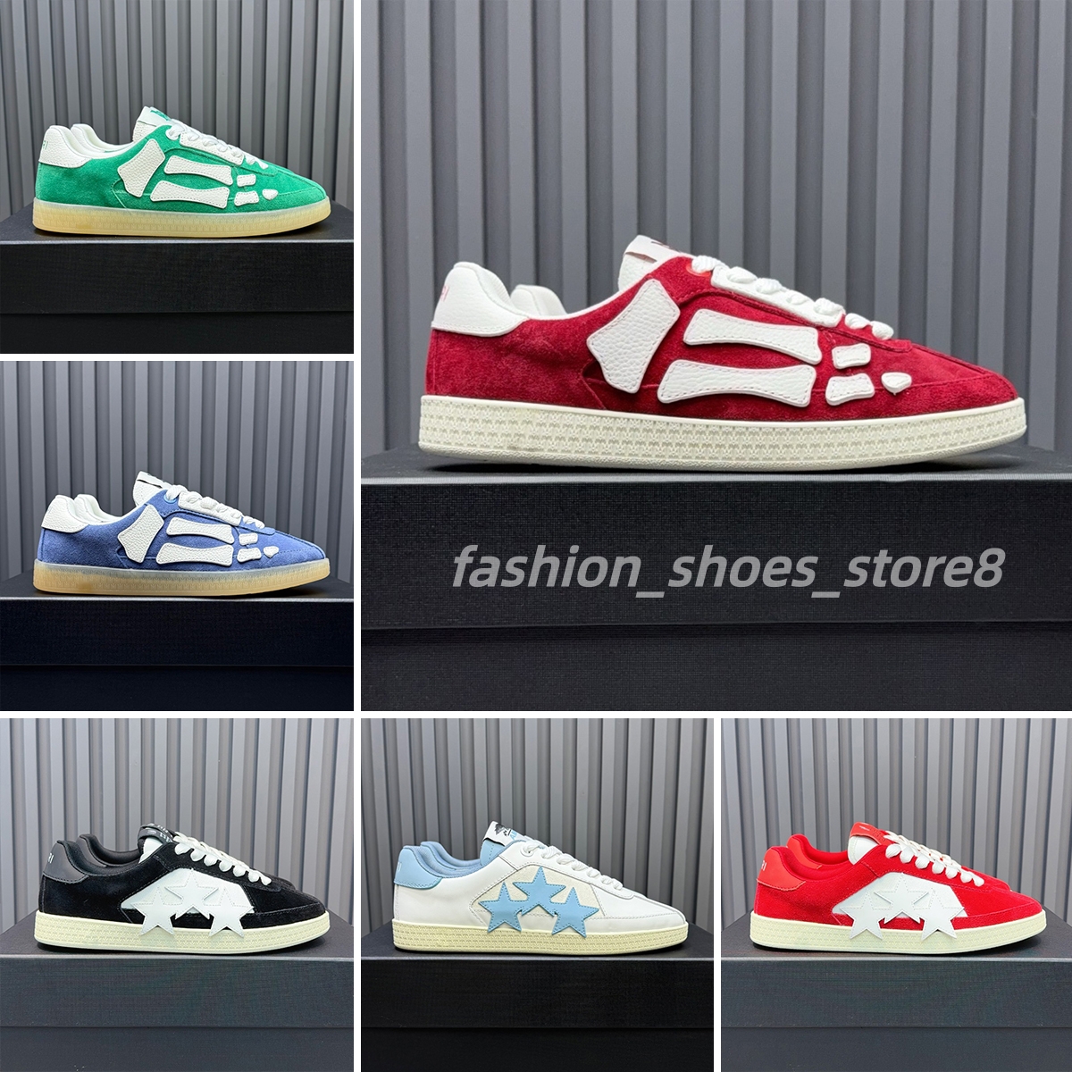 Designer Shoes Pacific Bones Shoes Men Women Casual Shoes Low-top Suede Genuine leather Sneakers skeleton Trainers Outdoor Skateboard shoes Classic board shoes