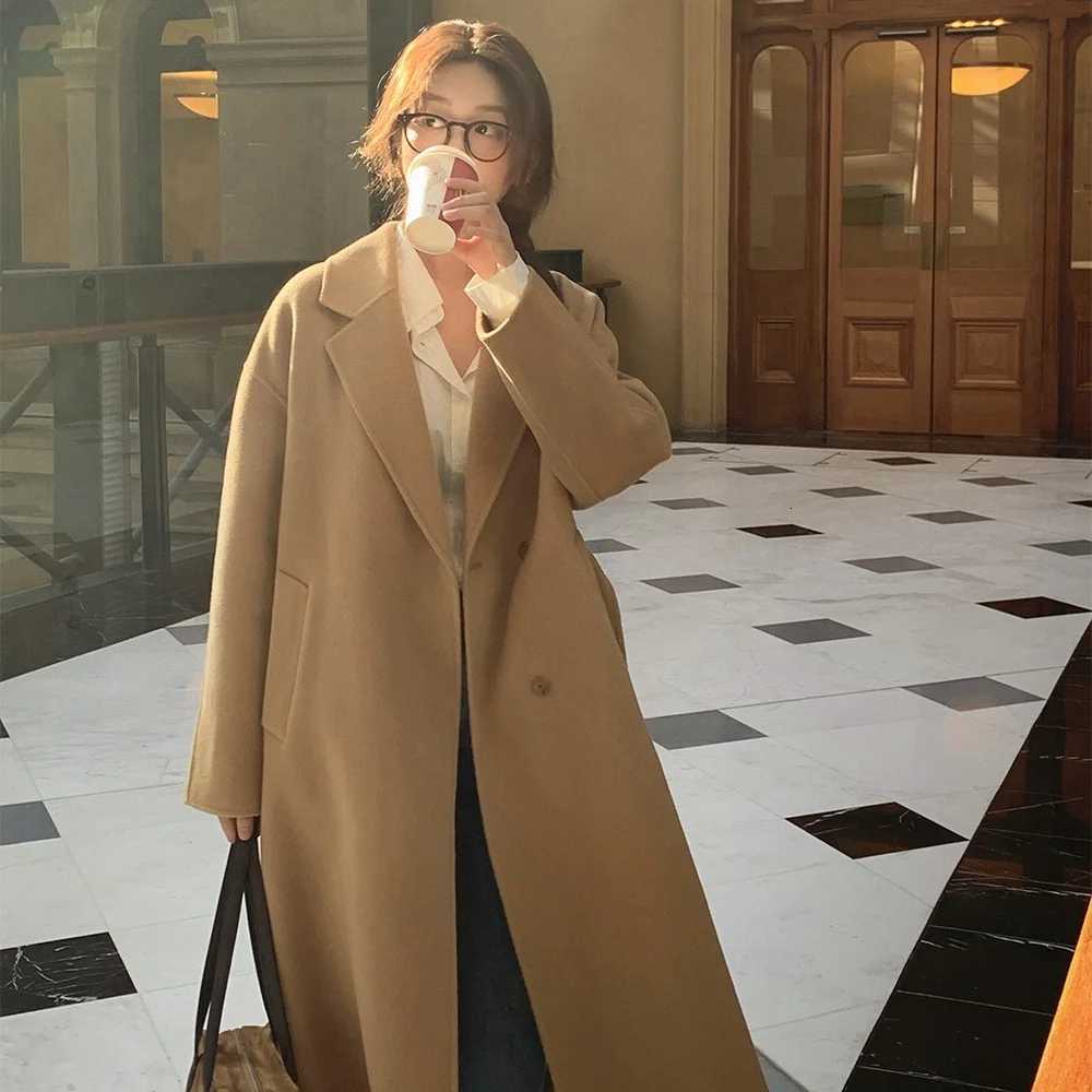 Sweet Hot Girl Retro Loose Double-Sided Wool Coat Womens 2025 Autumn Winter Woolen Coat Fashion Female ClothesT251224