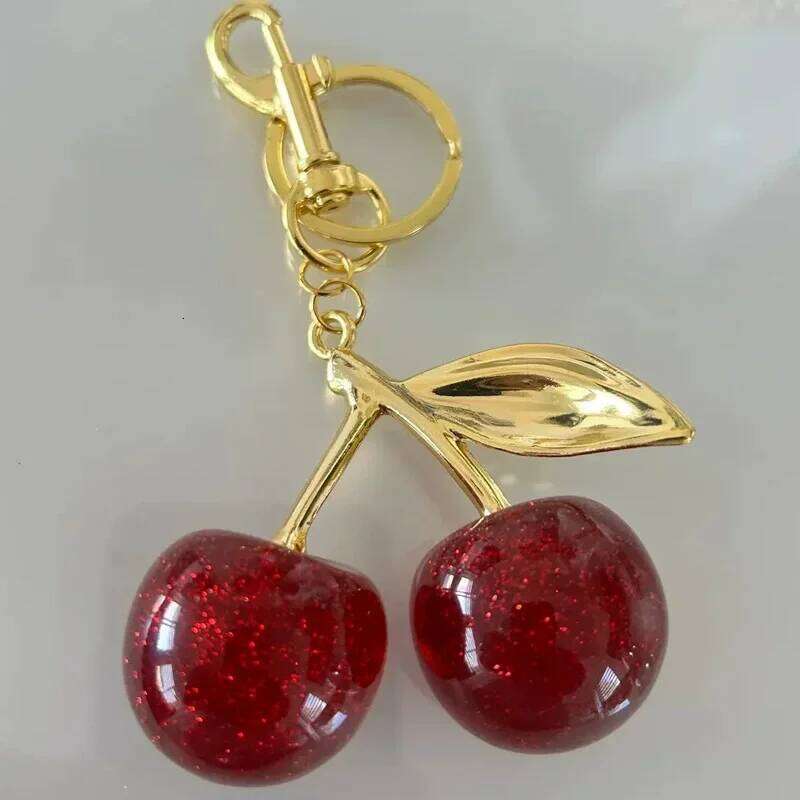 Fashion Delicious Red Cherry Keychain Summer Fruits Cherries Pendant Keyring For Women Men Jewelry Bag Accessories Gift X251224
