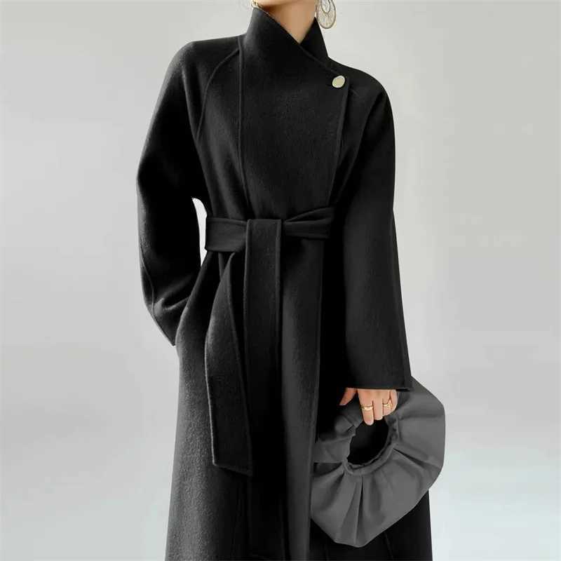 2025 Korean Sle Double-Faced Camere Long Coat Womens Loose Medium-Length Woolen Coat Autumn Winter New Arrival FaionT251224