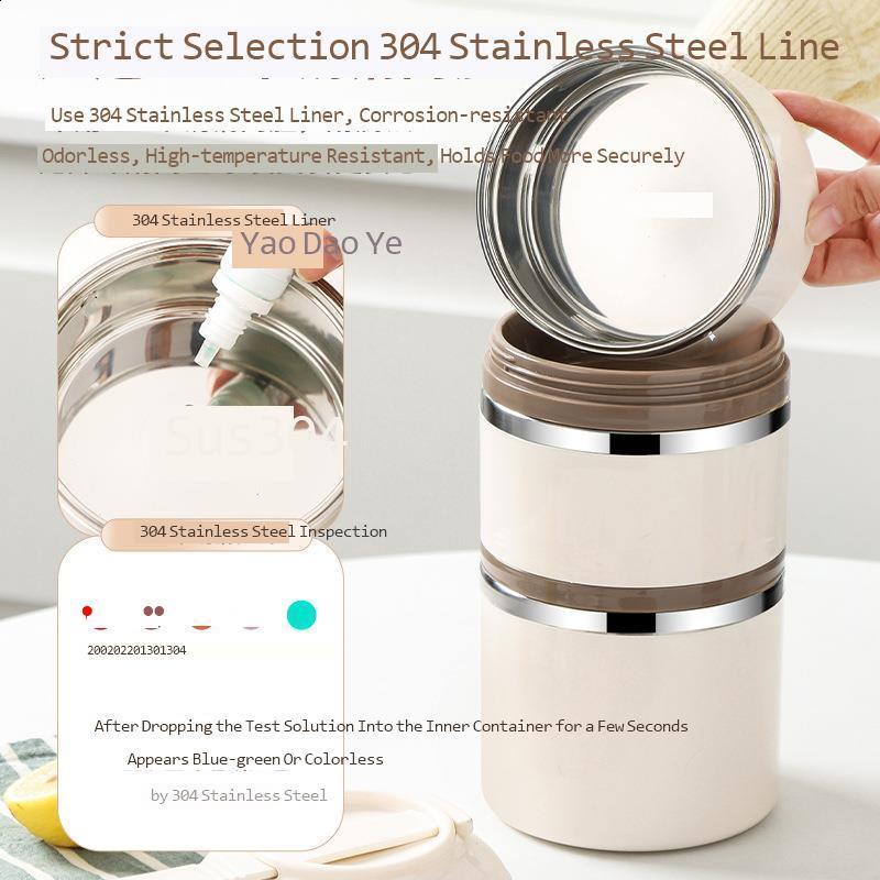 WORTHBUY Cute Japanese Thermal Lunch Box Leak-Proof Stainless Steel Bento Box For Kids Portable Picnic School Food Container Box LJ200826