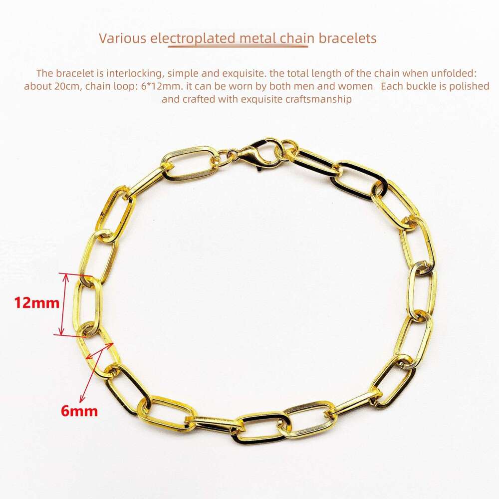 Bracelet Jewelry for Men and Women European American Hot-Selling Rectangular Paperclip Personalized Creative Simple Daily Wear Accessory