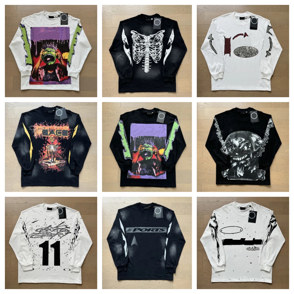 Men's Designer Luxury Long T-shirt Casual Trend Printed Pattern Design T-shirts Loose Versatile Hip Hop Rock Long Sleeve Breathable Shirt Spring Summer