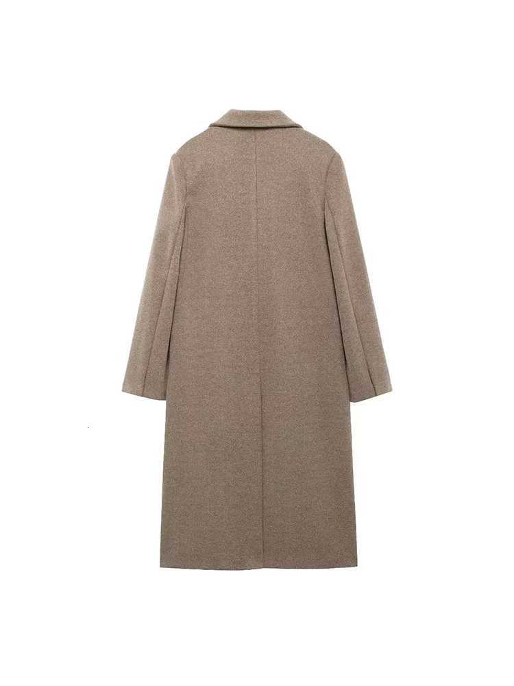 The New Female Fashion For Autumn/Winter 2024 Simple Double-Breasted Woolen Coat With PocketT251224