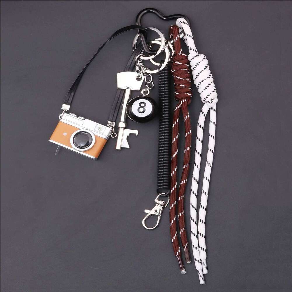 Camera Key Black Eight DIY Fashion Keychain For Women Bag Charm Cute Accessories Jewelry Gifts X251224