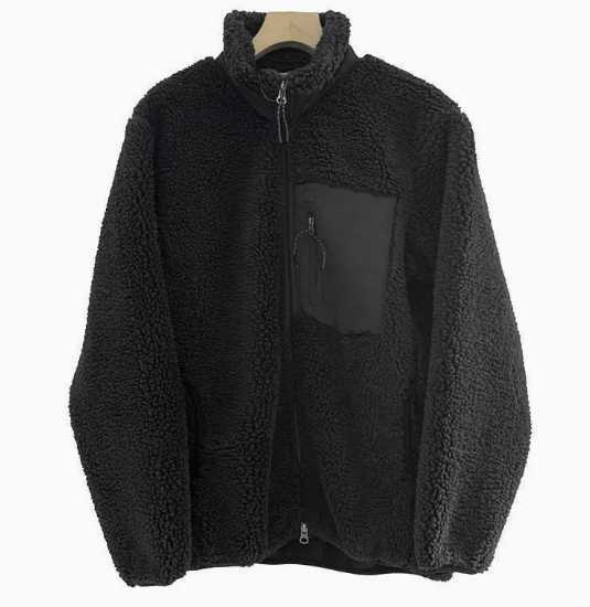 Couple-style fall-winter loose, windproof, pocketed, crew-neck, warm sheepskin coat H251224