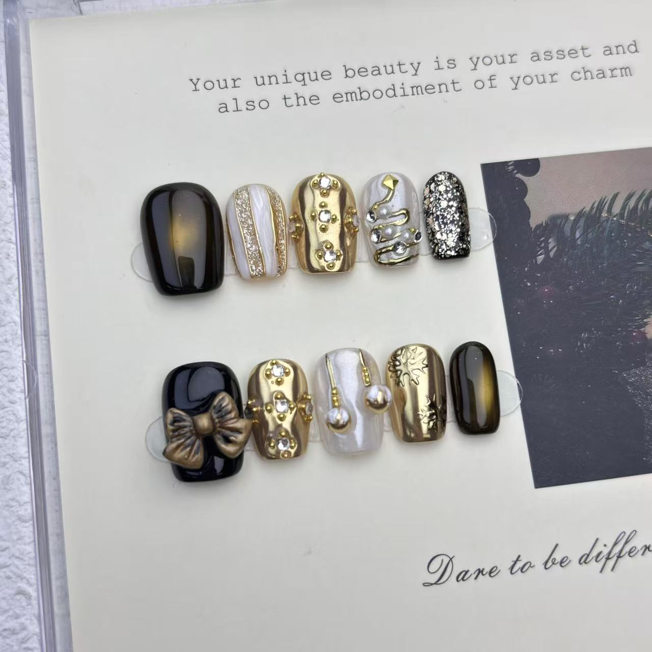 sophisticated wholesalers choice festive white gold feline eyelash nail stickers