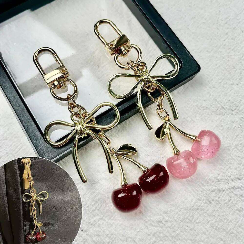 Charms Fruit Chain Accessory Simulated Cherry Sparkling Keychain Bag Pendant Cute Cartoon DIY INS Key Chains X251224