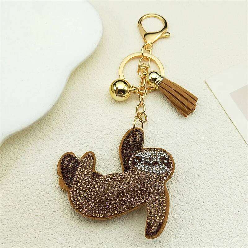 Cute Sloth Chain Gold Color Alloy Crystal Lazy Animal Key Rings Holder for Women Girls Keychain Decoration Jewelry K9809S01 X251224