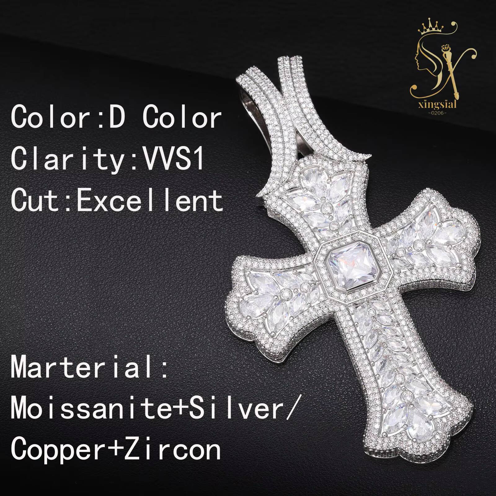 Hip Hop GRA Certificated Bling Necklace 925 Silver 18k Gold Diamond Charm Pass Diamond Test Hiphop D Color Moissanite Pendant