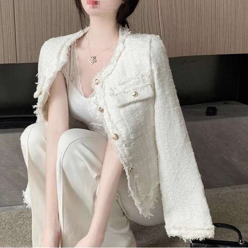 Short Coat Womens Tweed Style Designer Luxury Spring Autumn Lined Stylish New French Style Elegant Socialite High-end