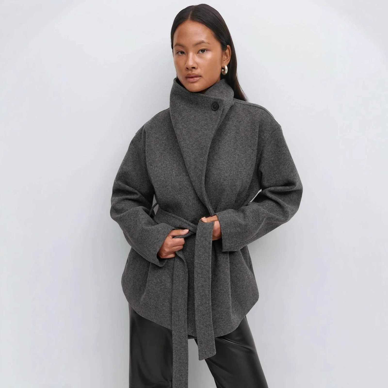 2025 Autumn and Winter Womens High-end Standing Collar Double-sided Intimate Coat Medium Long Thick Woolen CoatT251224