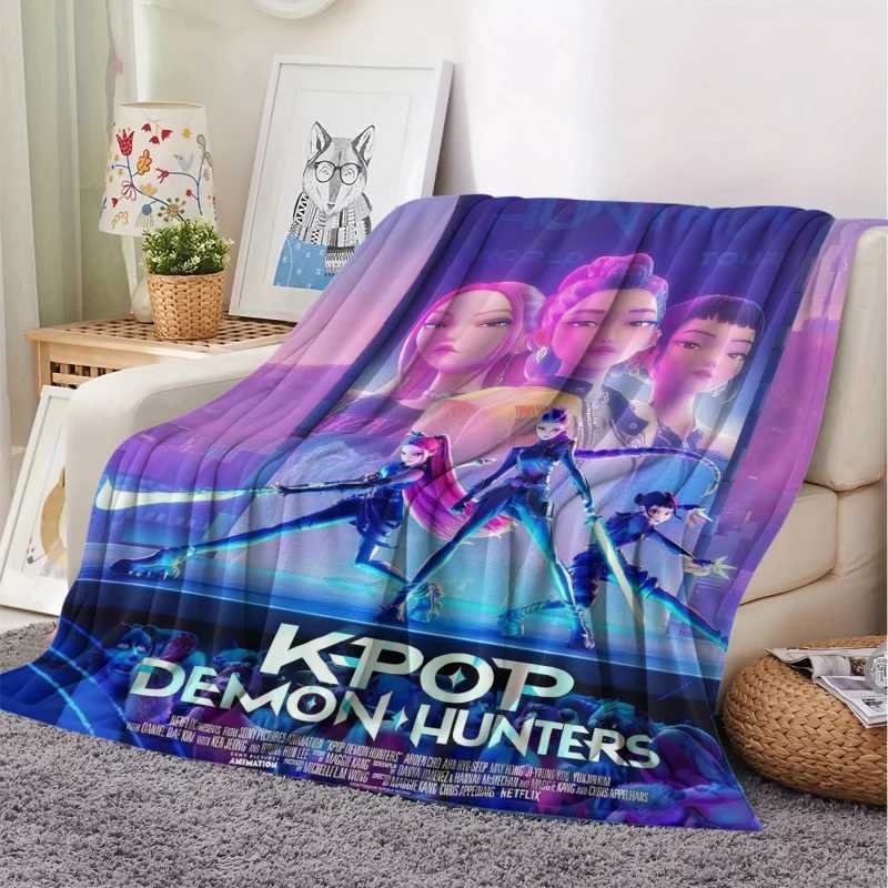 LUXURY K-Pop Demon Hunters Blanket Girls Boys Plush Throw Blanket Novelty Warm Blanket All Season Gift for Bed Sofa Office Camping TripXJ251224