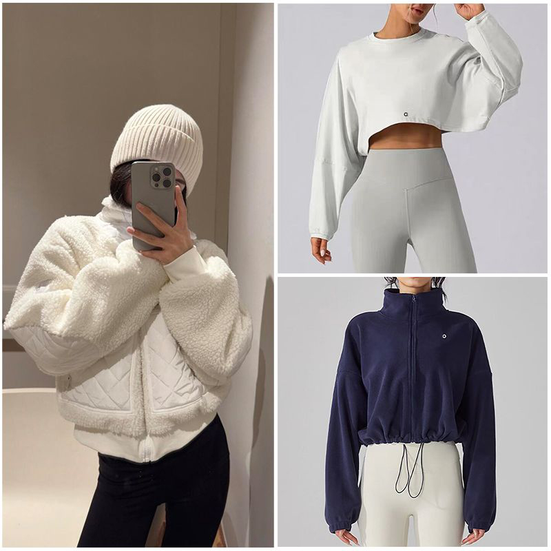 Alonessities designer womens Autumn and winter brown lambhair hooded short jacket thick and warm sporty warm outdoor casual sports zipper jacket 8a5s