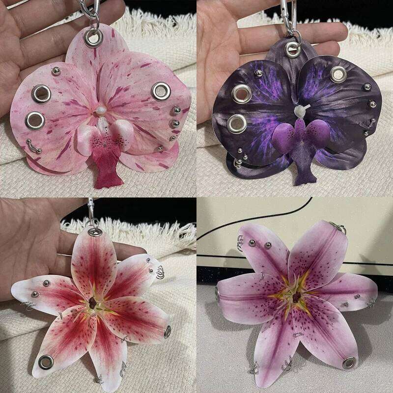 Exquisite Phalaenopsis Orchid Lily Keychain Creative Simulation Flower Bag Pendant Fashion Backpack Decoration Accessories Gifts X251224