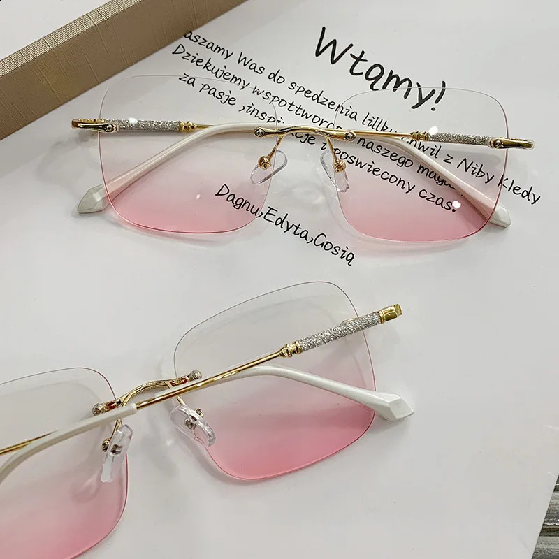 Rimless glasses without makeup pure desire large frame blush glasses flat glasses 251223
