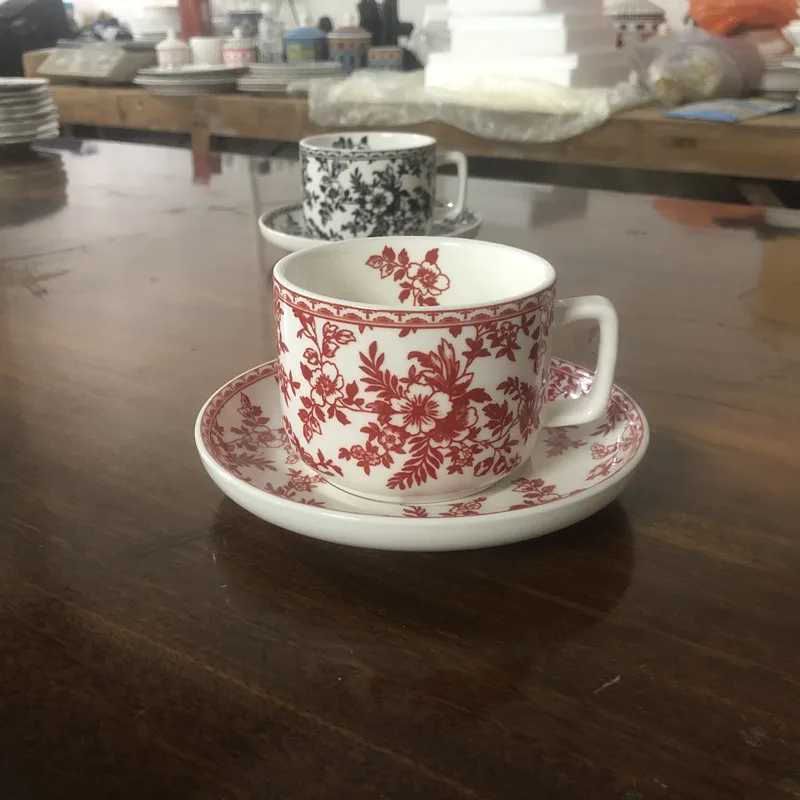 280ml Blue And White English Style Coffee Cup And Saucer Set Ceramic Vintage European Style Exquisite High End Light Luxury Afternoon Tea Cup