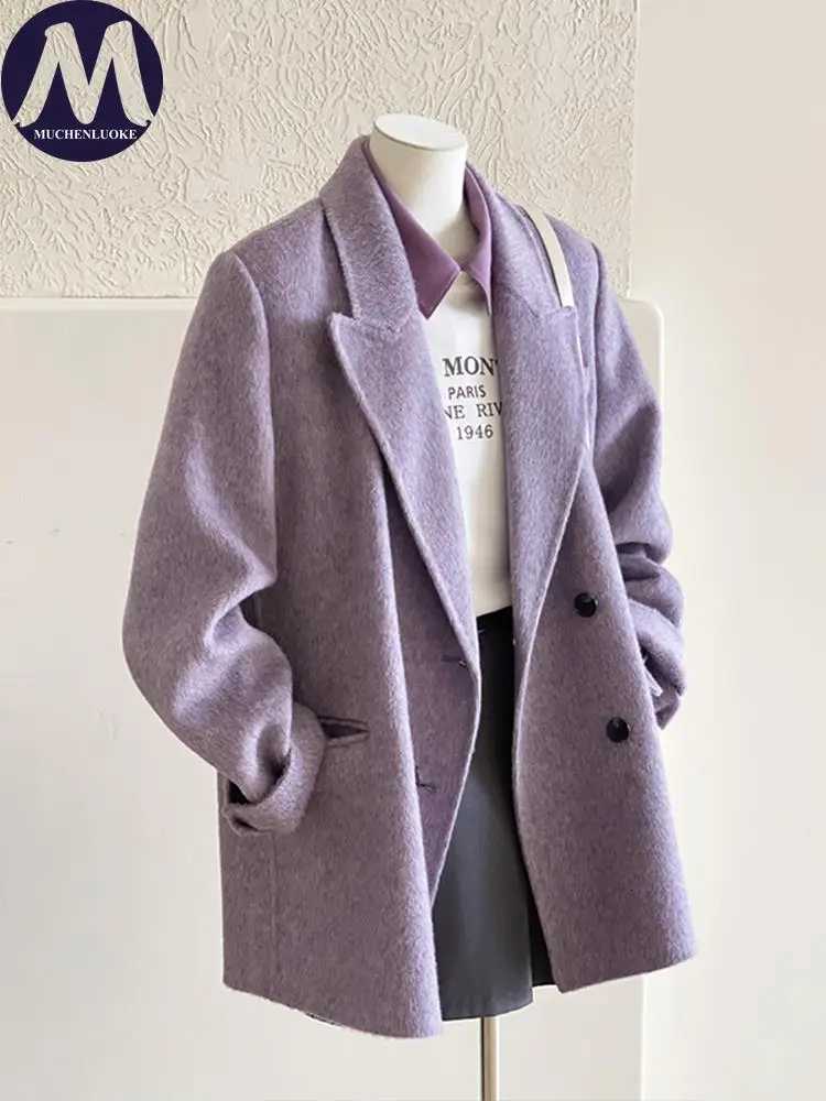 Coats for Woman Autumn Winter New Elegant Long Sleeves Short Woolen Jacke Korean Fashion Casual Loose Keep Warm Versatile CoatsT251224