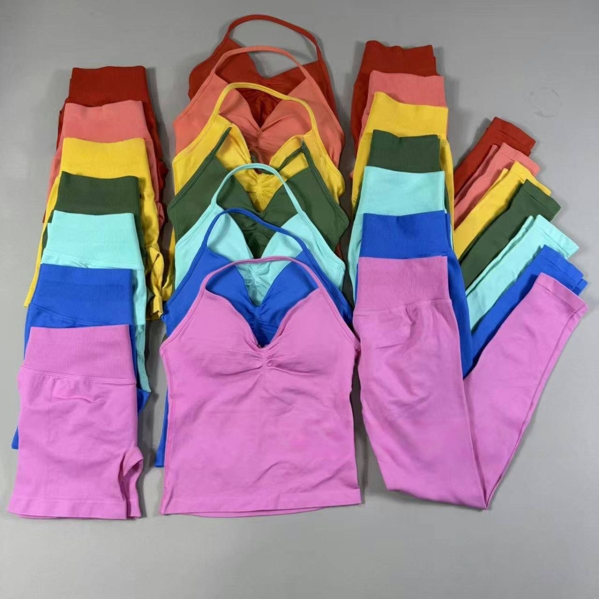 Women 2pcs Impact Yoga Set Vest and Shorts Sports Backless Tank Tops Vest High Waist Scrunch Seamless Shorts Gym Suit Fitness Clothes Activewear Workout Sets