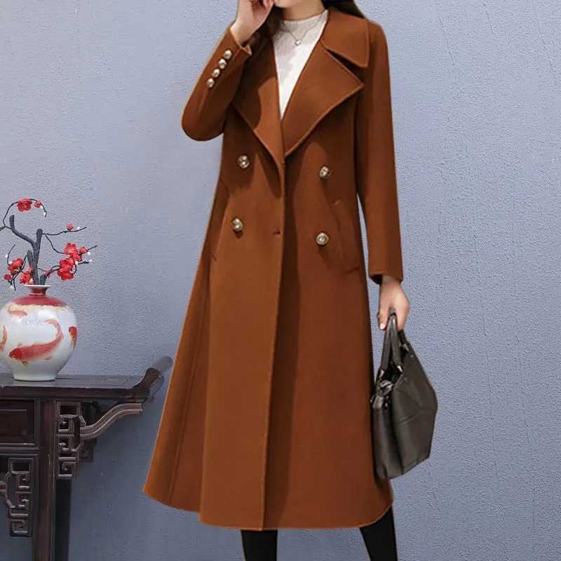 S-5XL High Quality Cashmere OutCoat For Womens 2025 New Winter Fashion Loose Fitting Long Woolen Coat Double-Breasted OutCoatT251224