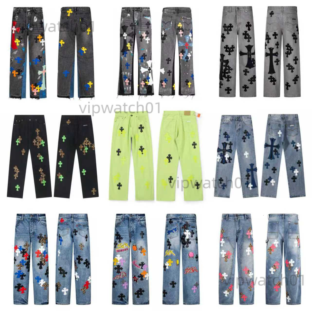 Chrome Jeans Designer Jeans Men Jeans Womens Designer Embroidery Sanskrit Letter Print Denim Pants Sweatpants Chrome Washed Cotton Run Pantalon 169