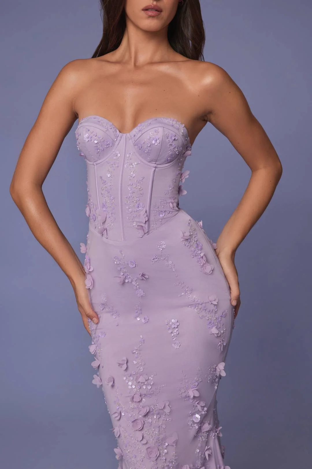 Modern Purple Prom Party Dress 2026 Strapless Flowers Laces Beads Long Mermaid Evening Birthday Formal Gowns For Pageant