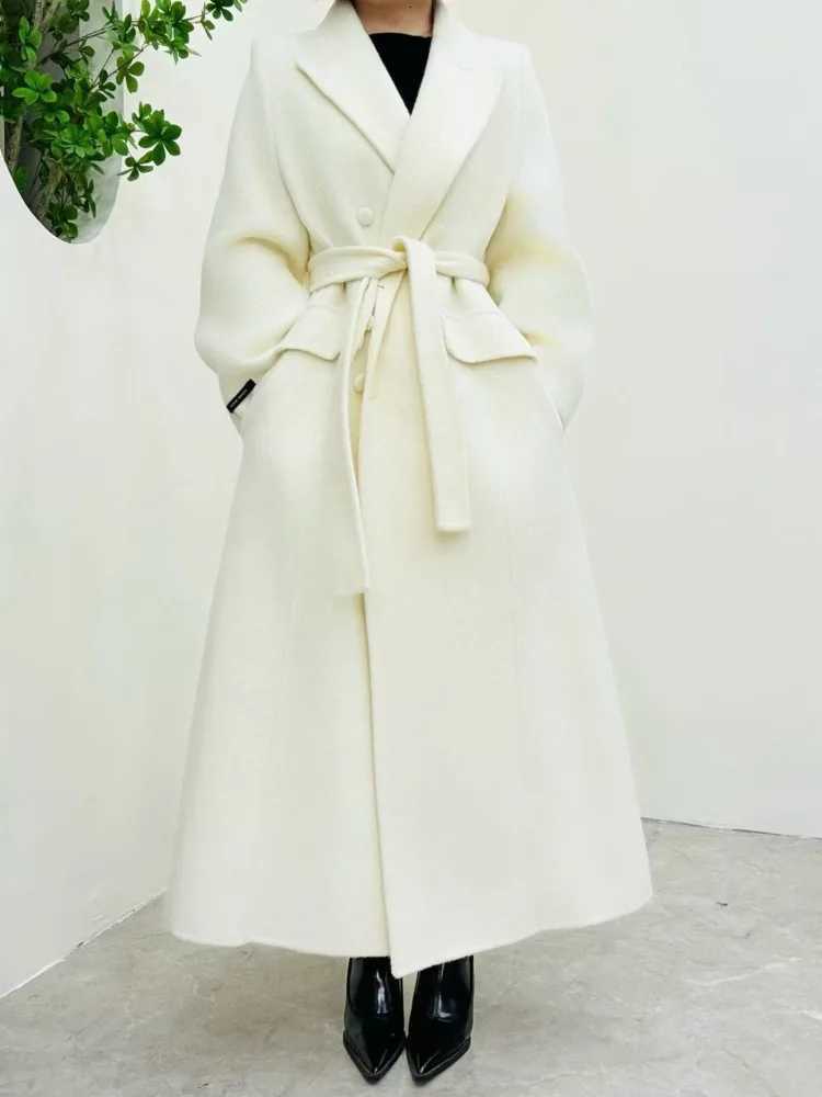 BJTZ Fashion Double-Faced Wool Coat Women 2025 Waist-Defined Longline Trench Coat Autumn Winter Luxury Outerwear Chic ElegantT251224