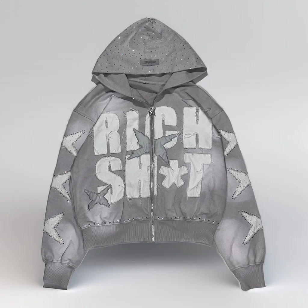 Fresh Style Colorful Flash Element Fashionable Hooded Sweatshirts for Men and Women Streetwear Versatile Zip Up Letter Jacket 251223 - view 5