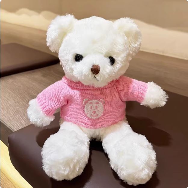 30 CM Viral Teddy Bear Bouquet Gift, Knit Sweater Plush Toy Valentine's Day, Cuddly Stuffed Animal for Hugging & Decoration W260306