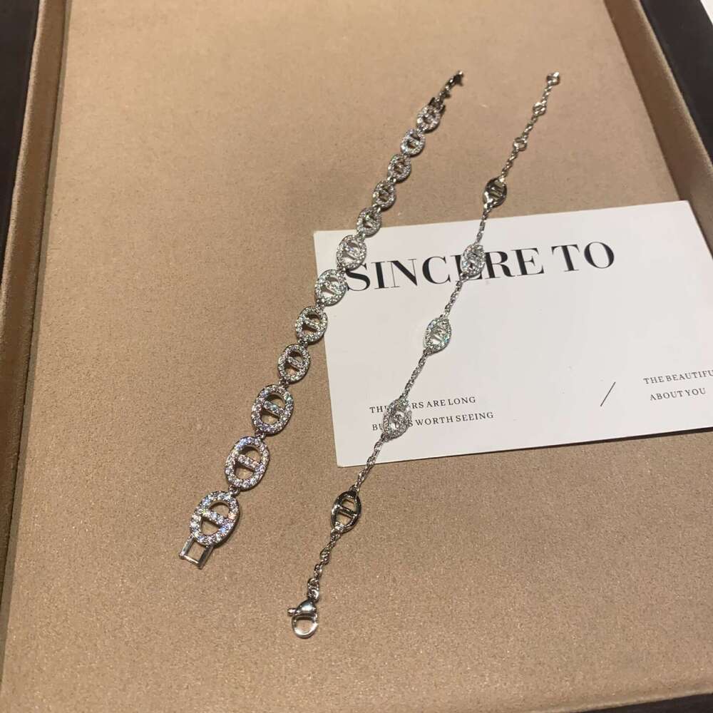 Bracelet for Women Jewelry French Style Pig Nose Full Diamond New Korean Trendy High-End Sweet Gift for Best Friends