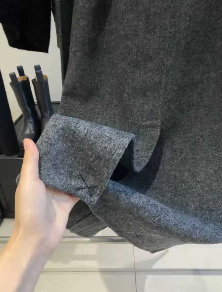 Original Grey 2025 Womens new style wool blend woolen coat with belt double-sided fleece long woolen coatT251224