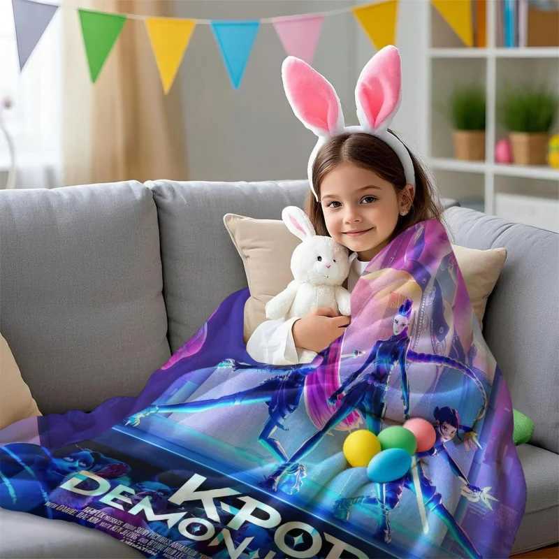 LUXURY K-Pop Demon Hunters Blanket Girls Boys Plush Throw Blanket Novelty Warm Blanket All Season Gift for Bed Sofa Office Camping TripXJ251224