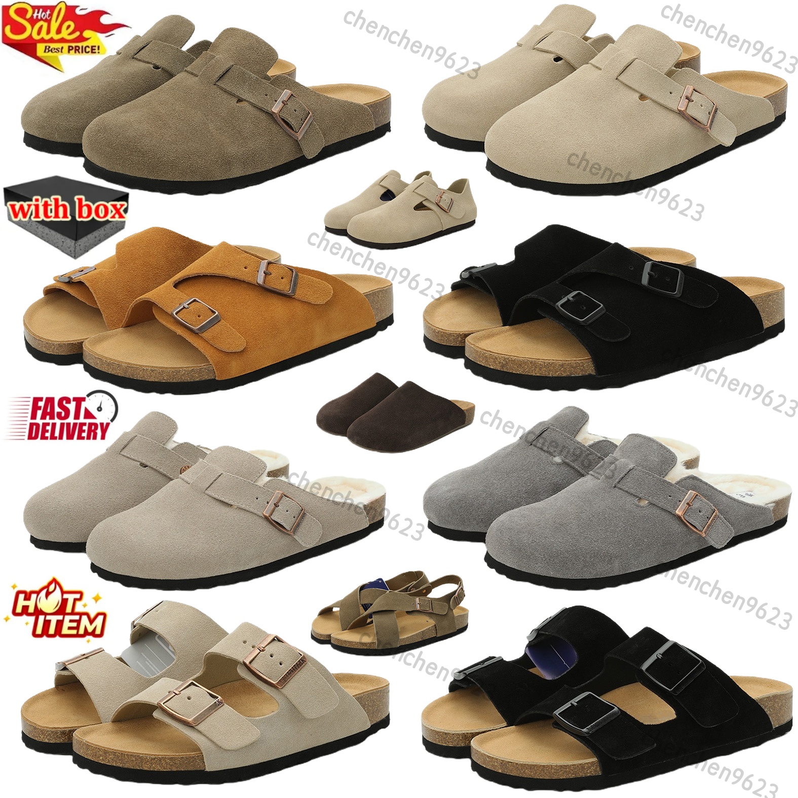 Slippers Free shipping with box designer slippers for men women slides clogs sandals suede leather sliders buckle strap flip ps sandal mens womens clog Size 5-12