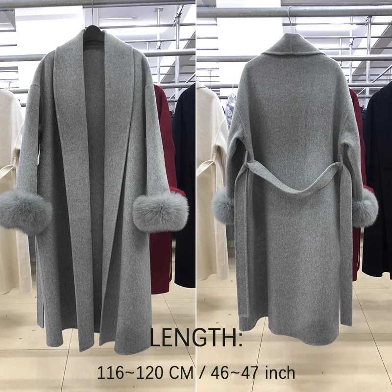 TARUXY Fox Fur Woolen Long Coats Womens Office Lady Removable Elegant Coat Double-sided Wool Overcoat 2025 New Cardigan JacketT251224