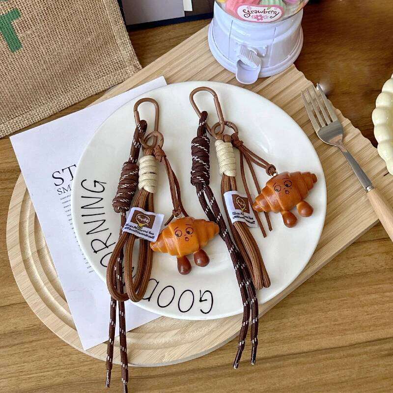 Binding Rope Adornment, Refreshment Bread Keychain, Pleasant Bag Charm, Chocolate Lover's Pendant X251224