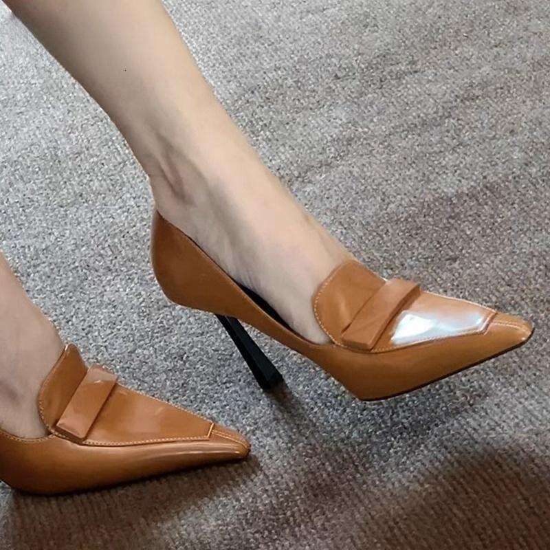 34-42 Plus Size Designer Shoe Brown Pointed Toe Stiletto Sexy Pumps for Women 2026 Spring New Shallow Mouth Elegant High Heels