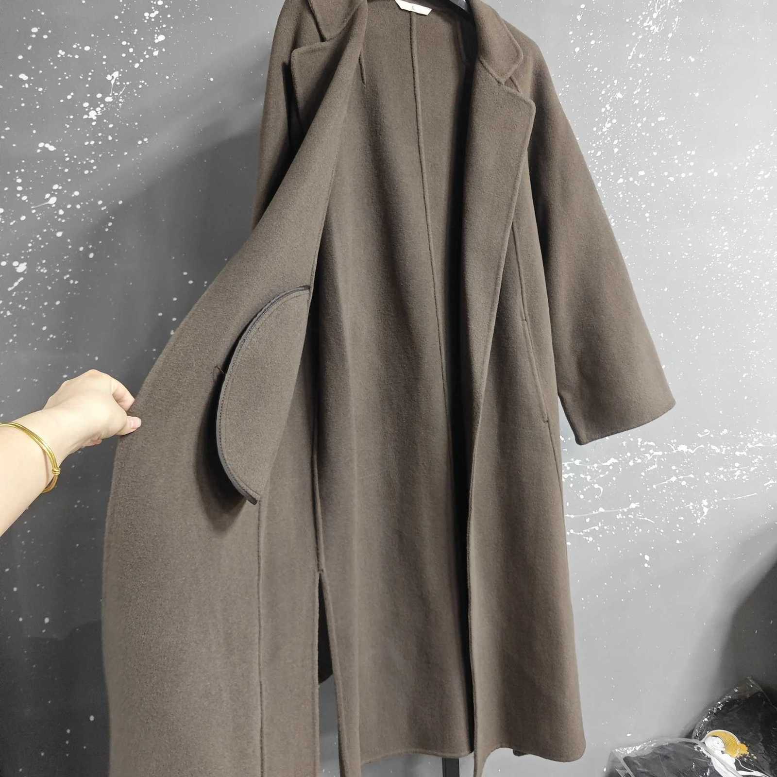 LANMREM Double Sided Cashmere Coat For Women Medium Knee Length Loose Woolen Coats Female 2024 Fashion Autumn Winter 2DA8106T251224