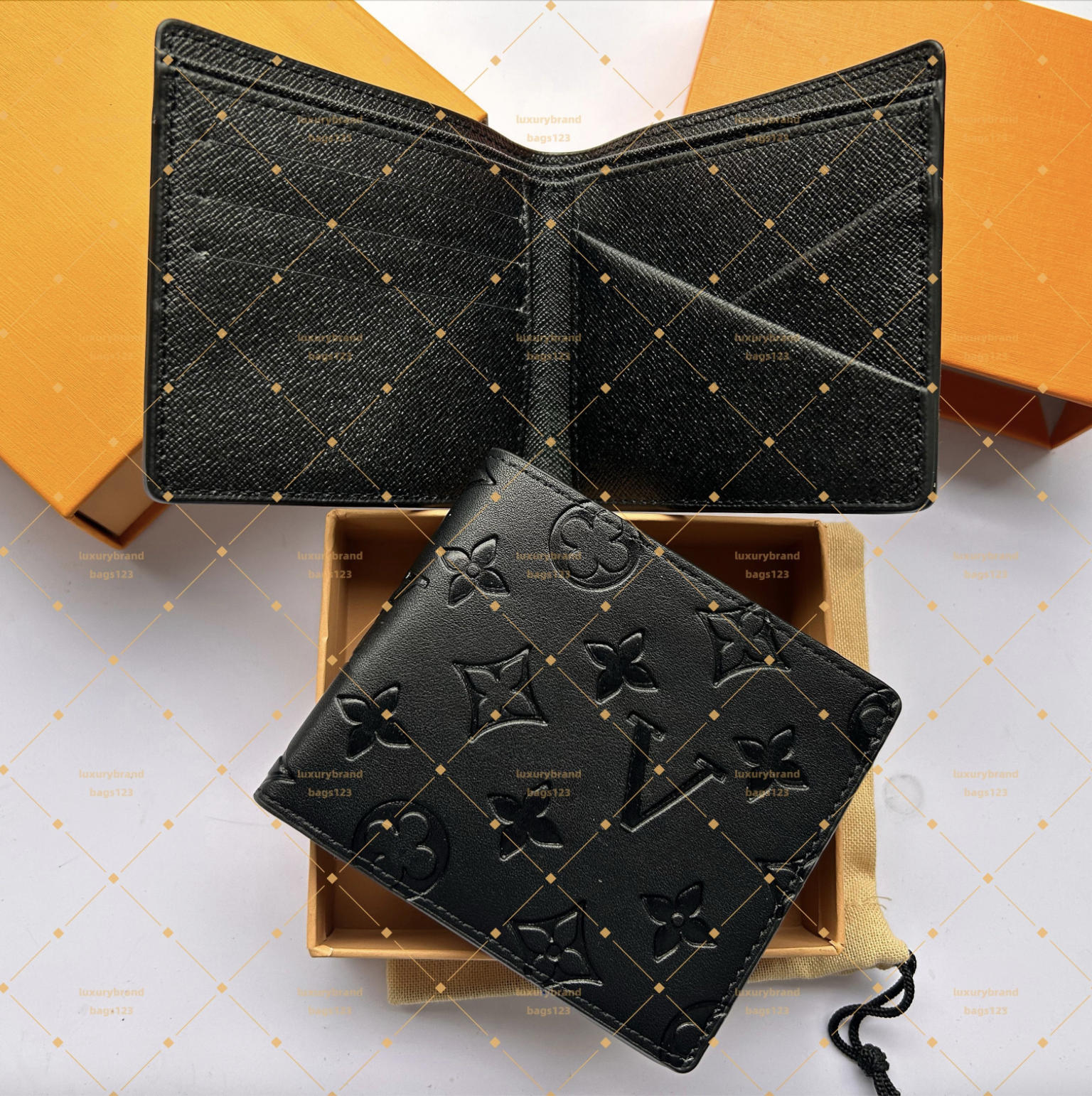 Top Luxury Leather Purse Wallets Fashion Designer Wallets Retro Handbag for Men Classic Card Holders Coin Wallet Famous Wallet with orange box a1