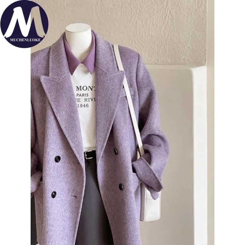 Coats for Woman Autumn Winter New Elegant Long Sleeves Short Woolen Jacke Korean Fashion Casual Loose Keep Warm Versatile CoatsT251224