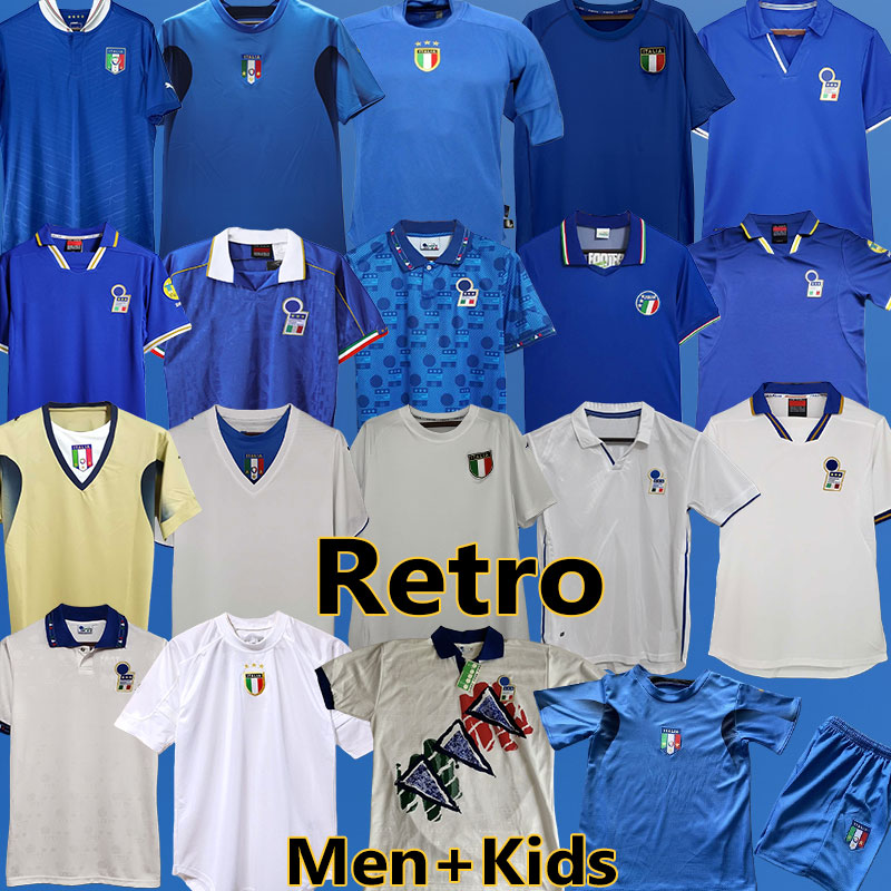 Top Retro 2006 ALBERTINI TOTTI PIRLO BERTI Soccer Jerseys Goalkeeper 1994 1995 ZOLA R BAGGIO maglia 2000 1986 1990 MALDINI BUFFON ITALIA Blue Football Shirt