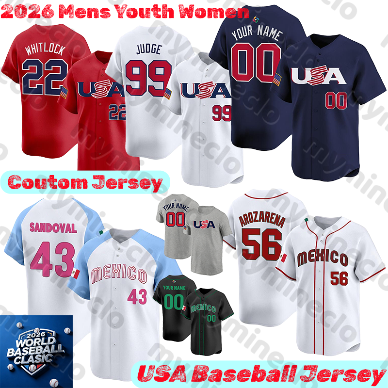 Aaron Judge Team USA 2026 World Baseball Classic Jersey Alonso Crow-Armstrong Skenes Bregman Raleigh Realmuto Whitlock Sandoval Arozarena Paredes mexico jersey