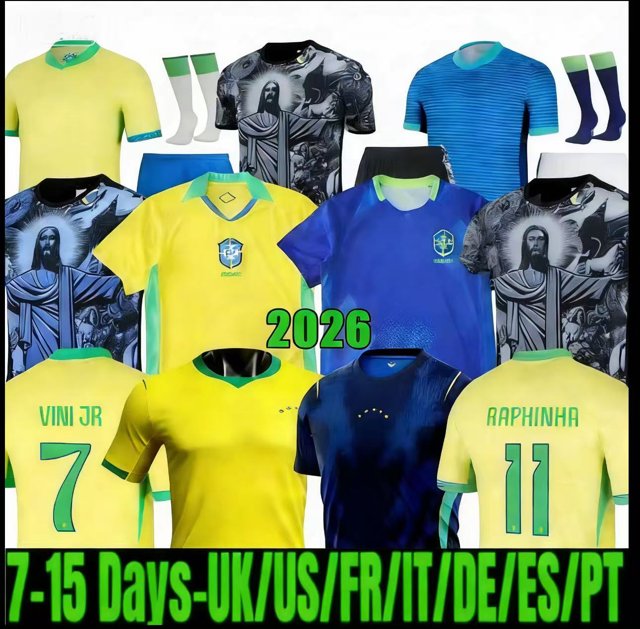 World Cup Soccer Jerseys BRAZILS 2026 NEYMAR VINI JR 26 27 Home Camiseta De PAQUETA RAPHINHA MARQUINHOS 2024 2025 Brasil Football Shirt RICHARLISON Men Kids