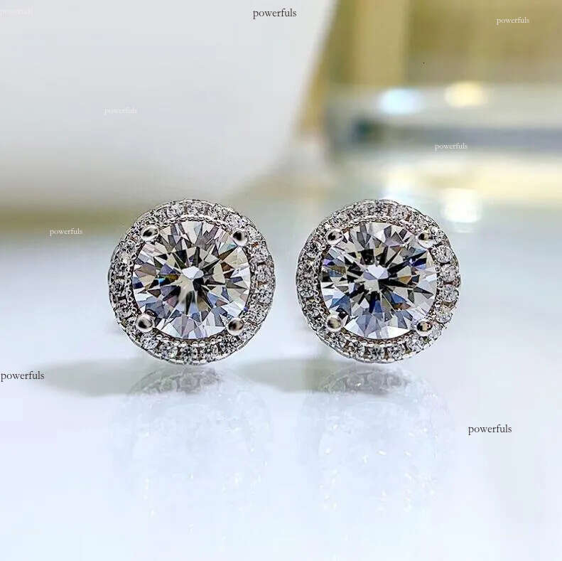Ins Top Sell Stud Earrings Moissanite Dia Simple Fashion Jewelry Round Cut Gemstones Party High Quality Eternity Classical Women Circle Earring Gift
