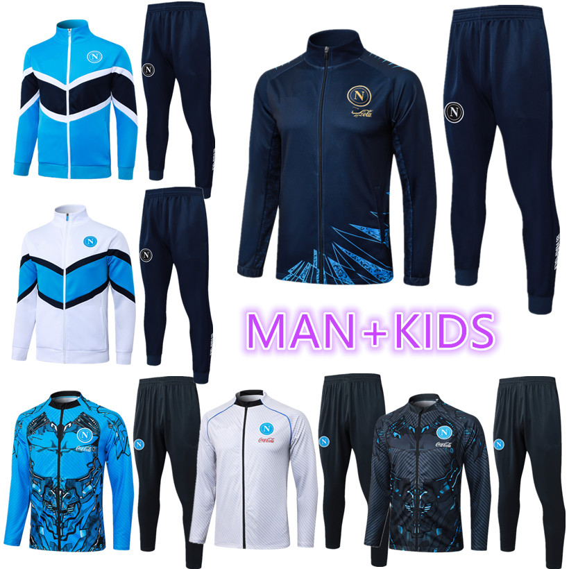 25 26 adukt kids Napoli Tracksuit LONG ZIPPER JACKET soccer jersey football kit 2025 2026 SSC Naples Hommes training suit wear Chandal Squitude Jogging SET