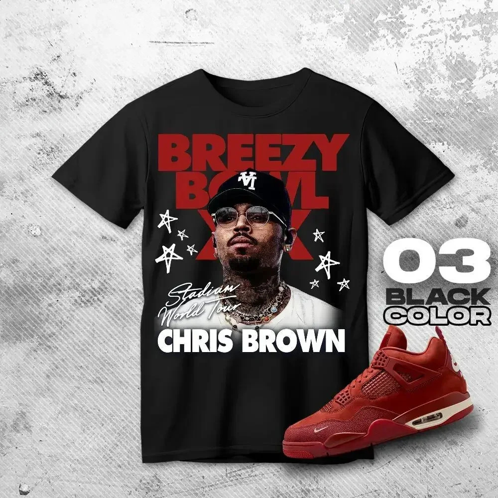 Chris Brown Breezy Bowl XX Concert Tour Cotton T Shirts Vintage Hip Hop Gothic T Shirt Mens Oversized Cotton T-shirt Streetwear 251222