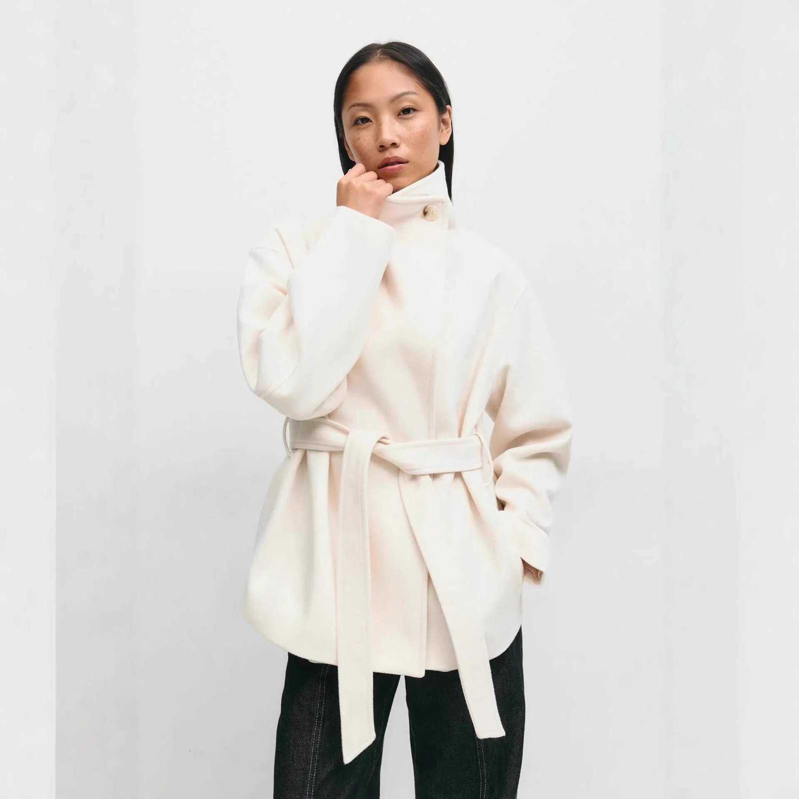 2025 Autumn and Winter Womens High-end Standing Collar Double-sided Intimate Coat Medium Long Thick Woolen CoatT251224
