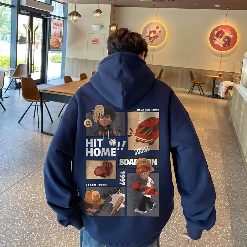 Fleece Lined & Thickened Oversized Couples Hoodie, Trendy Versatile BF-Style Ins Fashion, Hong Kong Style Outerwear for Men, Fall & Winter