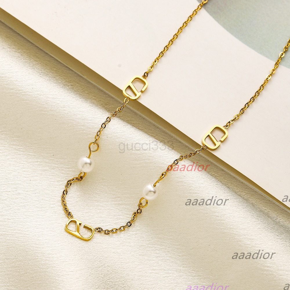 Luxury Chain Pearl Charm Necklace Classic Designer 18k Gold Plated Necklace Fashion Style Women Jewelry High Quality Love Gift Necklace Valentinos KS4I