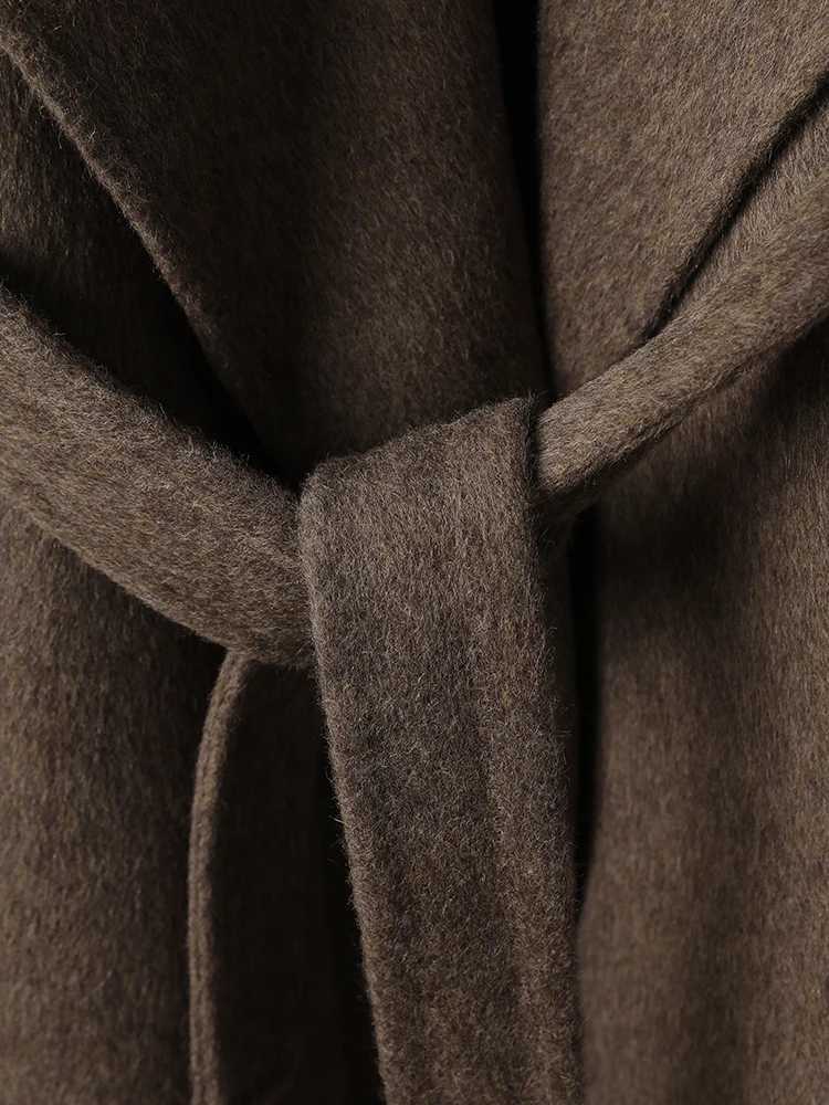 EWQ Long Brown Woolen Coat Beautiful Clothing Overcoat Long Double-faced Cashmere Coat Kaschmir Mantel 2025 Autumn OuterwearT251224