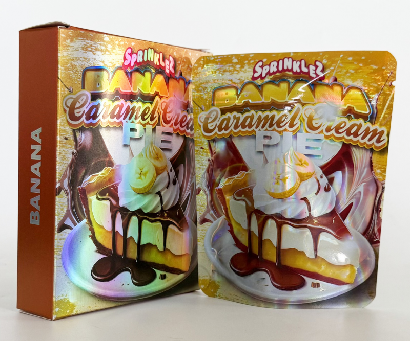 Durable 3.5 Inch Bags + Boxes (Smell Proof) Personalized Cali-Style 1/8oz Mylar Packets w/Matching Cardboard Container custom printed